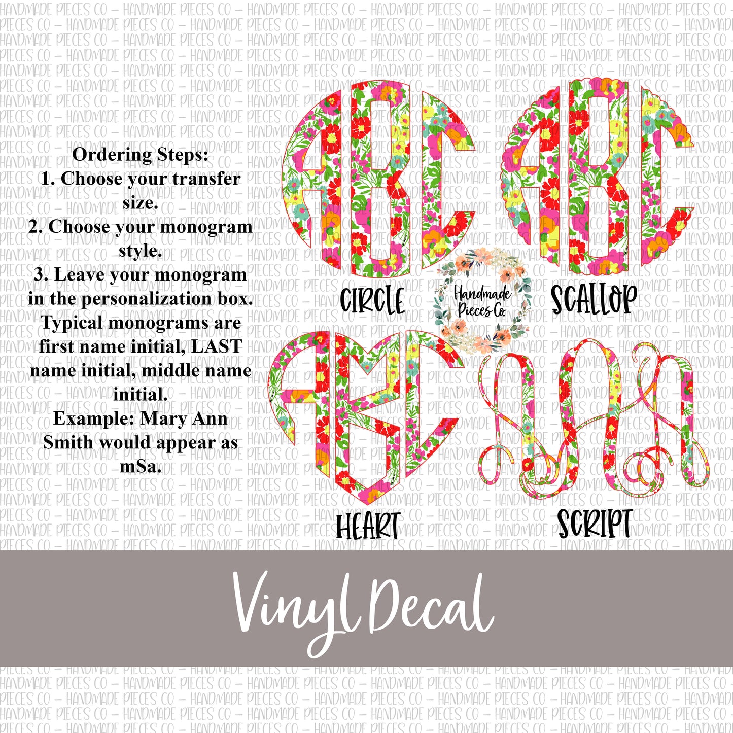 Garden By the Sea Monogram Vinyl Decal