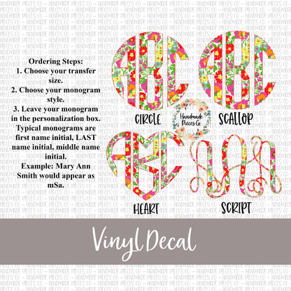 Garden By the Sea Monogram Vinyl Decal