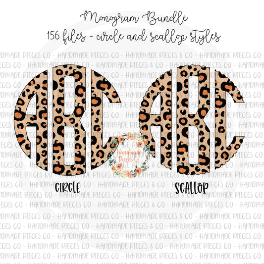 Leopard Pumpkin Monogram, Boho Leopard  - Multiple Styles - Digital Download