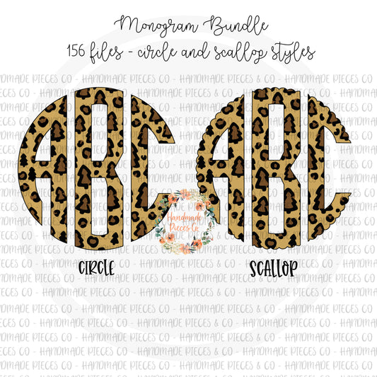 Leopard Christmas Tree Monogram - Multiple Styles - Digital Download