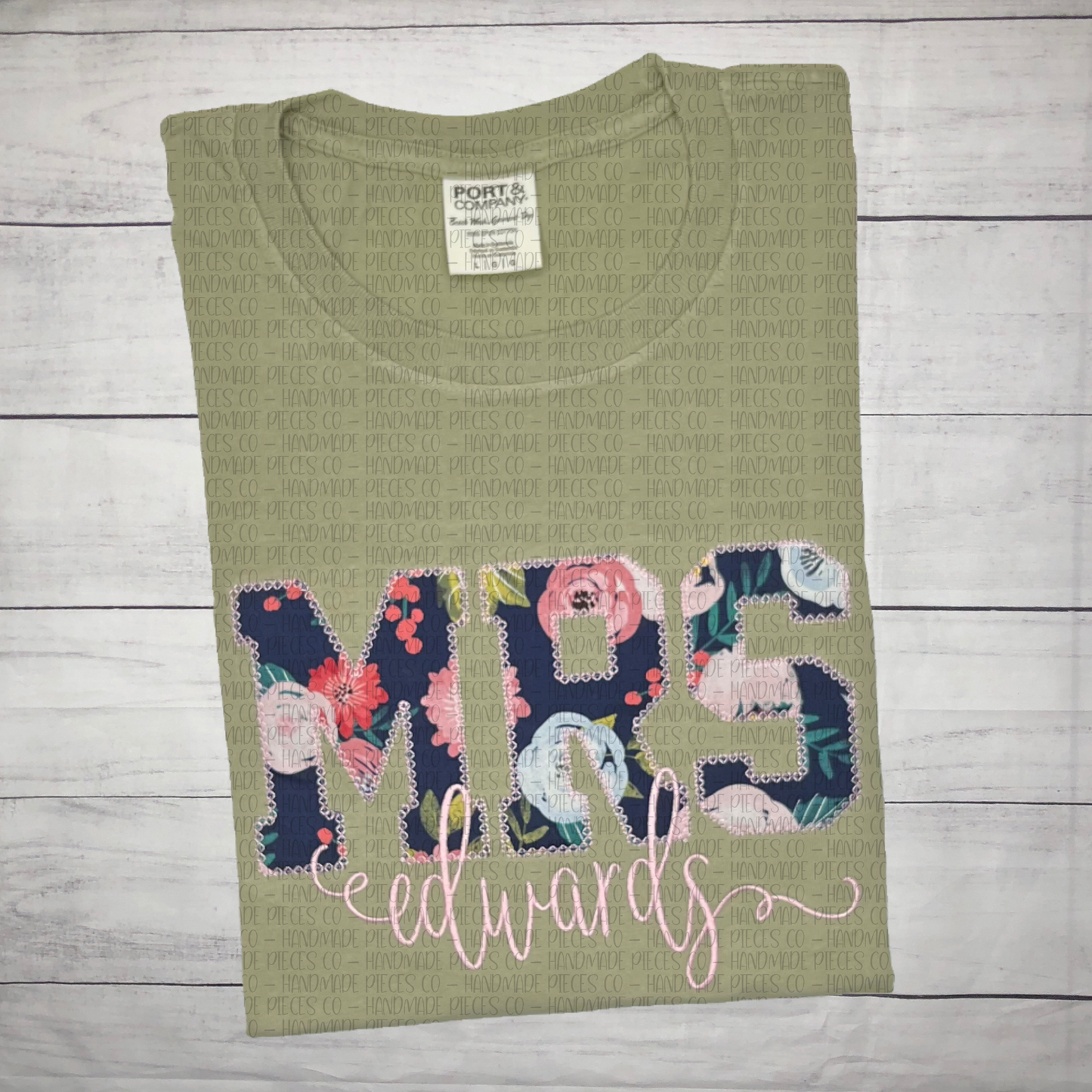 Mrs with Name Embroidered Applique Garment - Adult