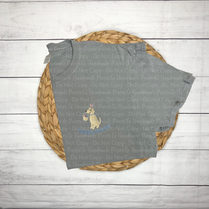 Easter Puppy, Hoppy Easter Embroidered Garment - Youth or Adult