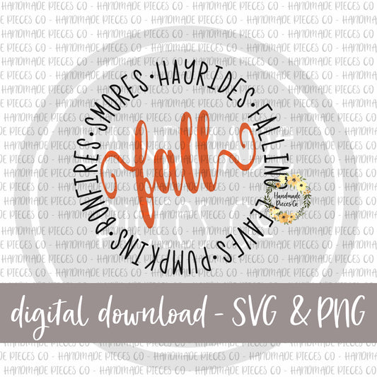 Fall, Hayrides Falling Leaves Pumpkins Bonfires Smores- Digital Download