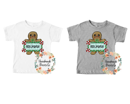 Gingerbread with Name, Blue - Sublimation or HTV Transfer