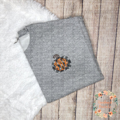 Gingham Pumpkin Monogram Embroidered Garment - Adult
