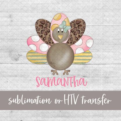 Turkey, Watercolor Girl - Name Optional - Sublimation or HTV Transfer