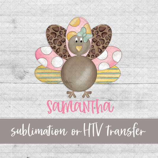 Turkey, Watercolor Girl - Name Optional - Sublimation or HTV Transfer