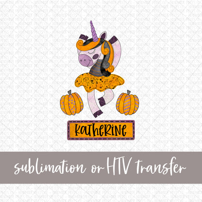 Halloween Unicorn - Name Optional - Sublimation or HTV Transfer