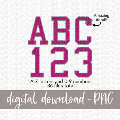 Faux Chenille Letters, Hot Pink - Digital Download