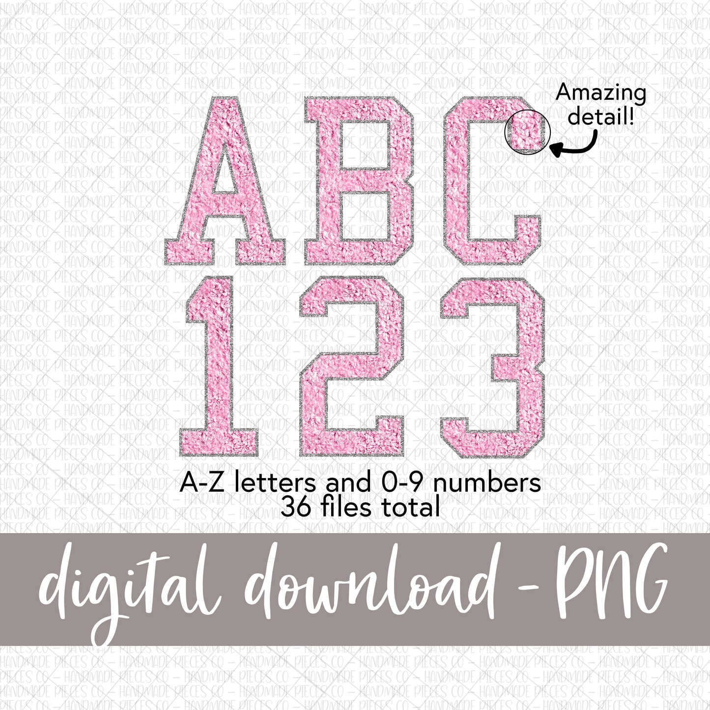 Faux Chenille Letters, Light Pink - Digital Download