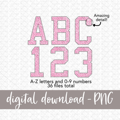 Faux Chenille Letters, Light Pink - Digital Download