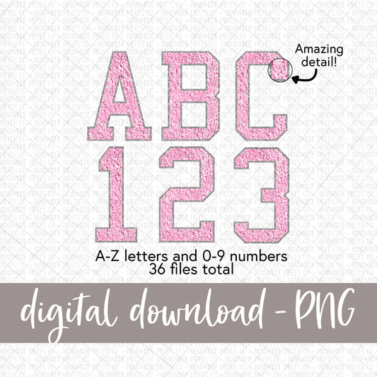 Faux Chenille Letters, Light Pink - Digital Download