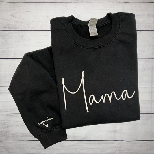 Custom Name with Sleeve Embroidered Sweatshirt or Hoodie - Adult
