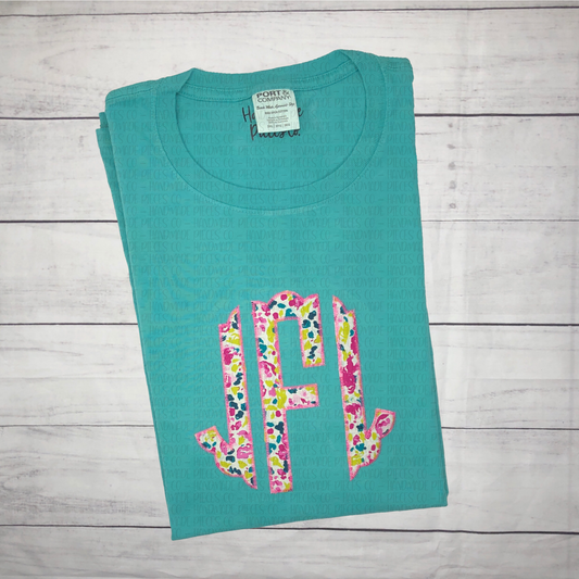 Monogram Embroidered Appliqué Garment, Scallop Zig Zag Stitch - Youth/Adult