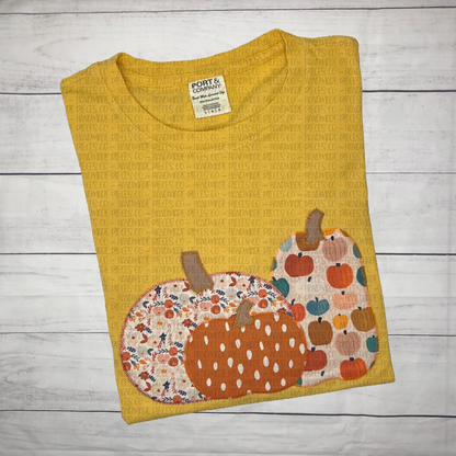 Pumpkin Trio Embroidered Applique Garment - Adult