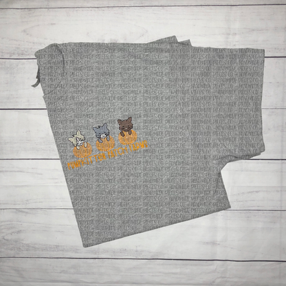 Kitten Pumpkin Trio Embroidered Garment - Adult