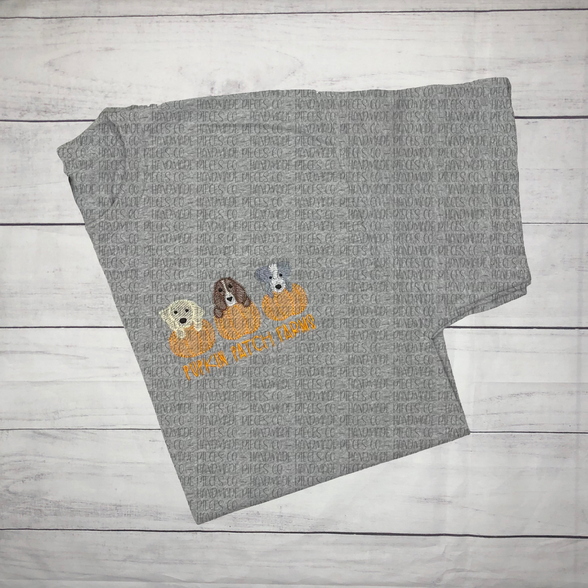 Puppy Pumpkin Trio Embroidered Garment - Adult
