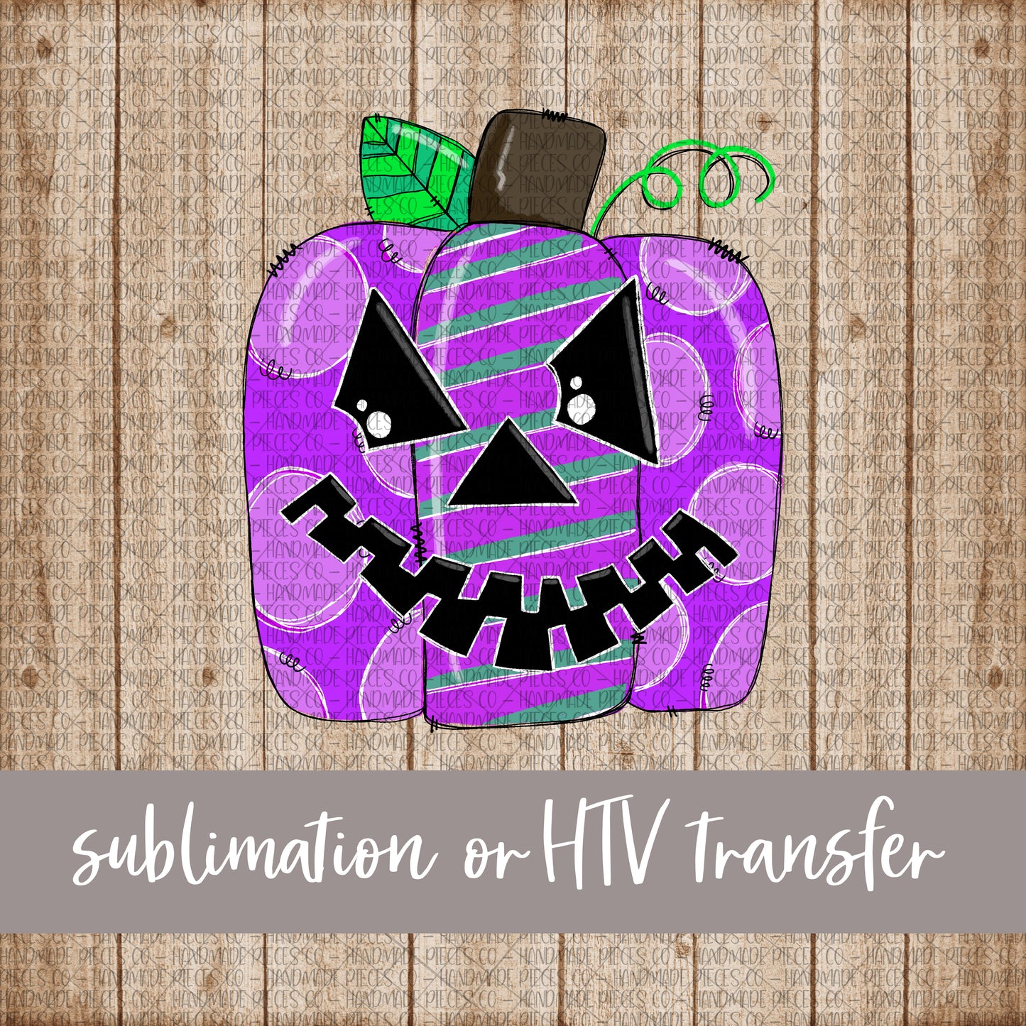 Jackolantern Pumpkin, Purple - Sublimation or HTV Transfer