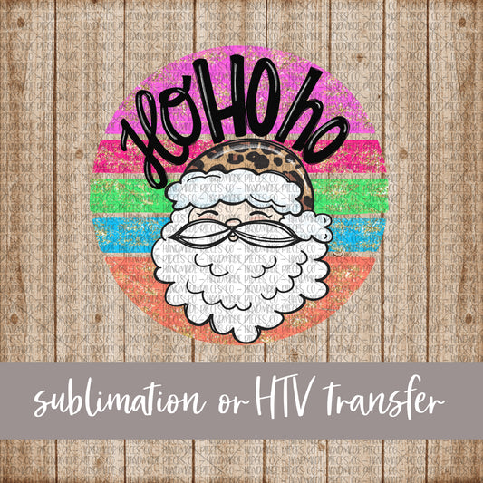 Santa, HoHoHo, Colorful Background - Sublimation or HTV Transfer