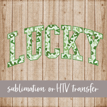 Lucky, Curved, Green Leopard Pattern  - Sublimation or HTV Transfer