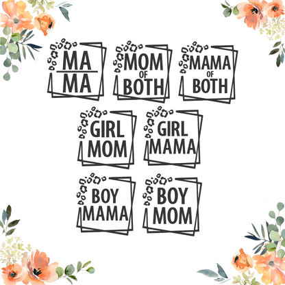 Custom Mama/Mom Square Leopard Frame Embroidered Garment - Adult
