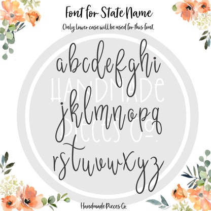 State Abbreviation with Name Embroidered Applique Garment, Split Design - Diamond Stitch) - Adult