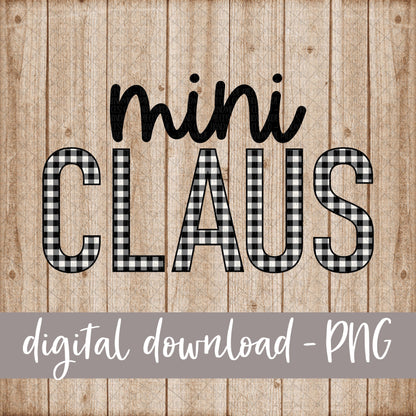 Mini Claus, White Black Buffalo Plaid - Digital Download