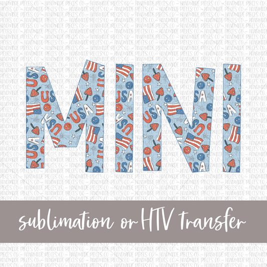 Mini, Patriotic Mix, Blue - Sublimation or HTV Transfer