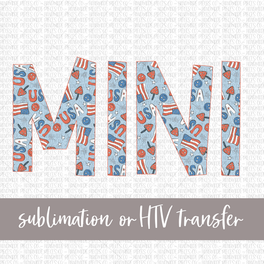 Mini, Patriotic Mix, Red - Sublimation or HTV Transfer