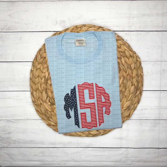 Patriotic Embroidered Appliqué Monogram T-Shirt - Youth/Adult