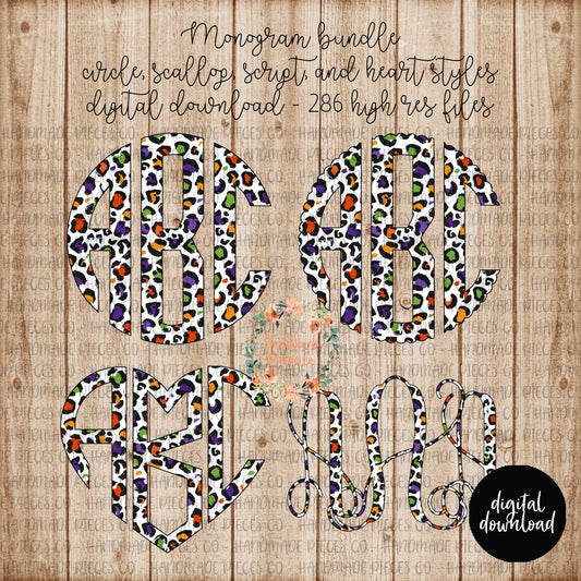 Halloween Monogram, Leopard Pattern 1 - Multiple Styles - Digital Download