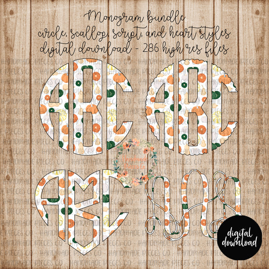 Fall Pumpkins Monogram - Multiple Styles - Digital Download