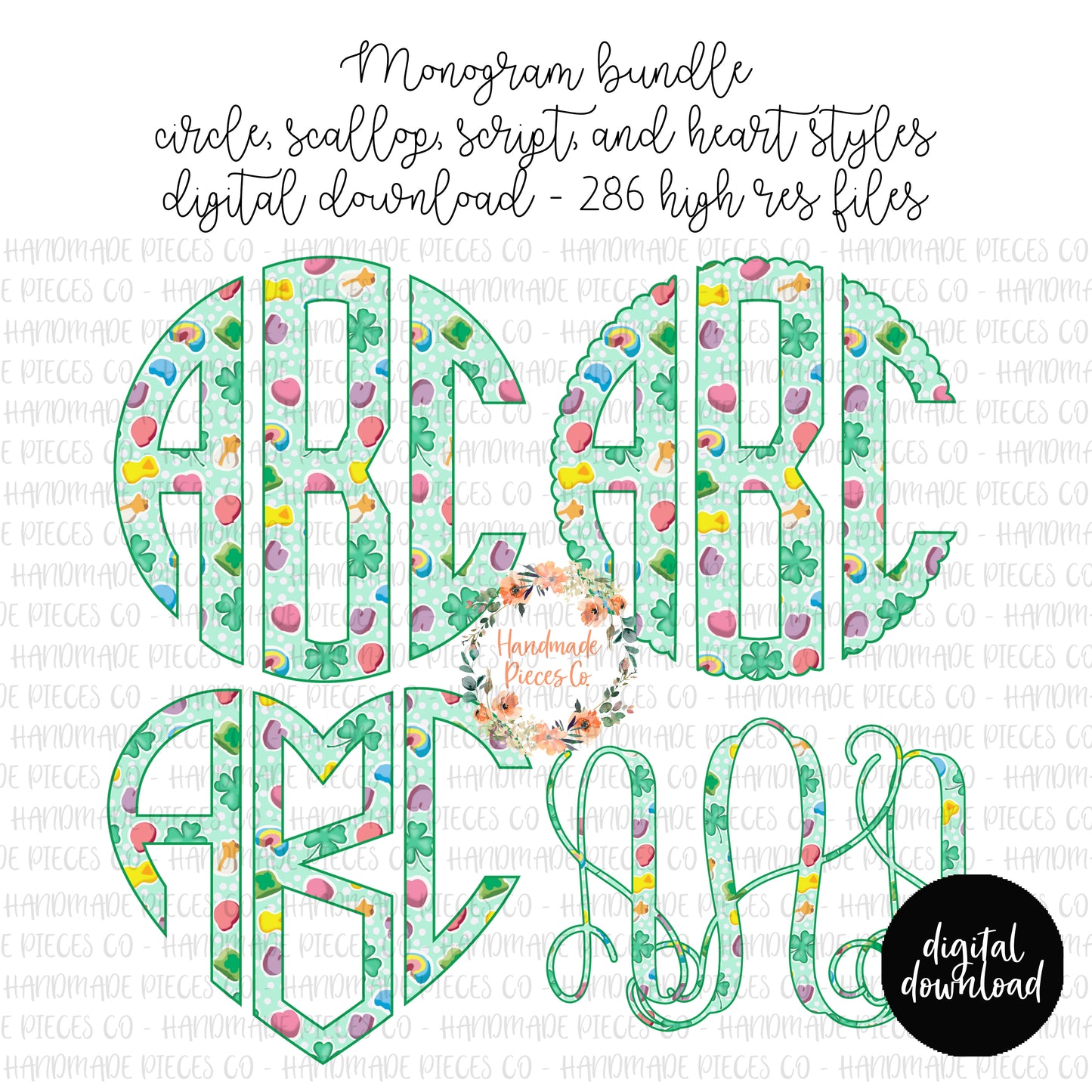 Lucky Charm Monogram, Version 2 - Multiple Styles - Digital Download
