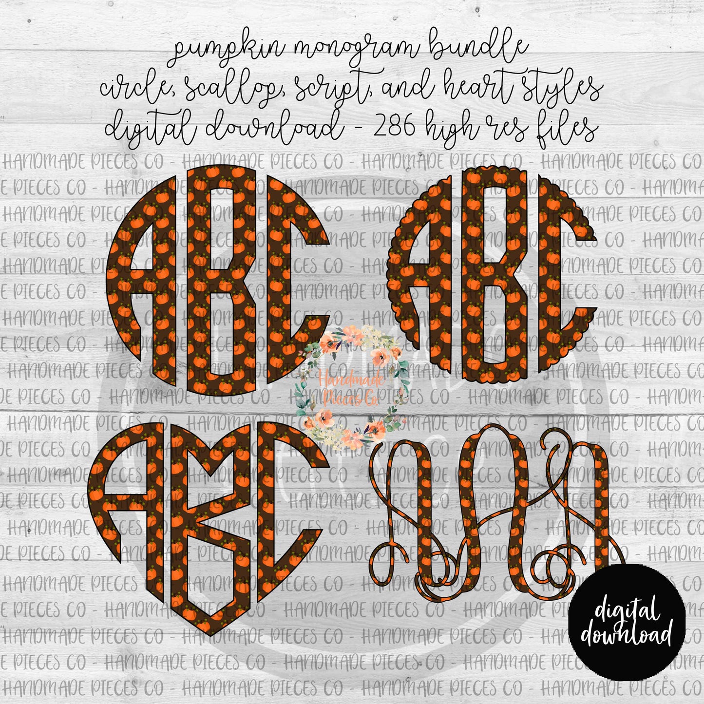 Pumpkins Monogram - Multiple Styles - Digital Download