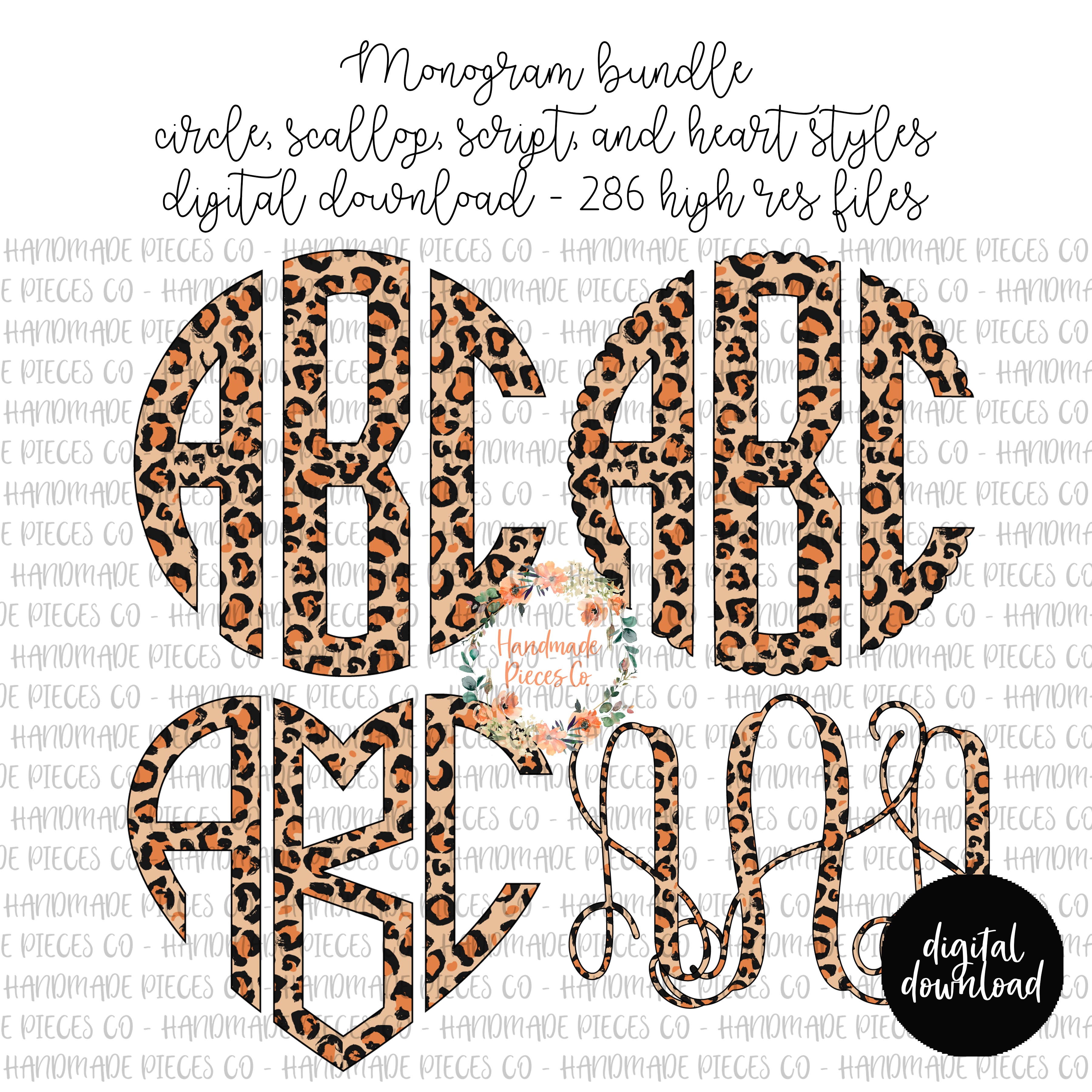 Leopard Monogram, Version 2 - Multiple Styles - Digital Download ...