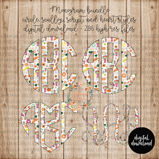 Fall Collage Monogram - Multiple Styles - Digital Download