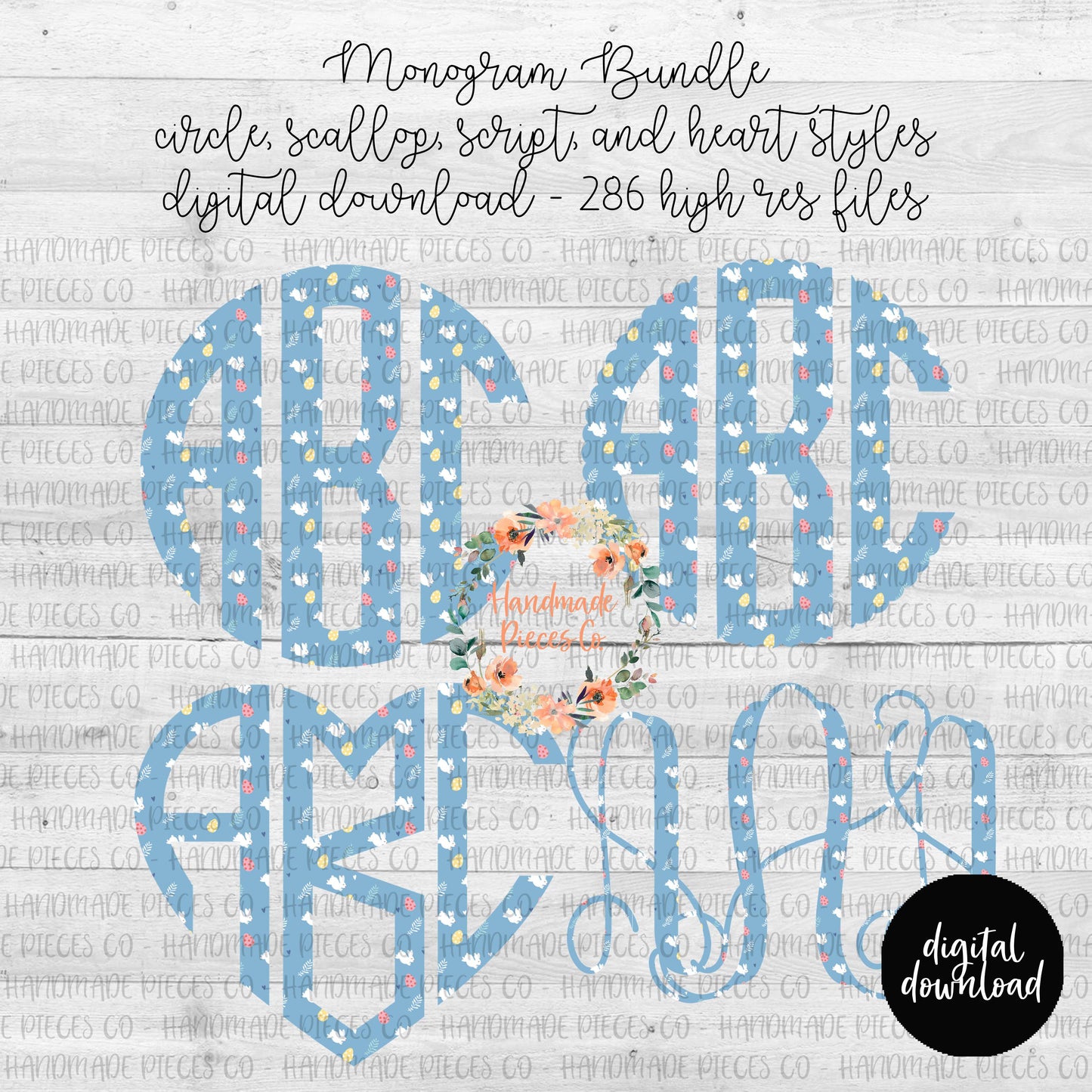 Easter Bunny Monogram - Multiple Styles - Digital Download