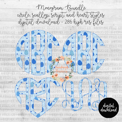 Easter Egg, Blue Monogram - Multiple Styles - Digital Download