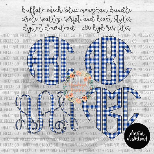 Buffalo Plaid, White and Blue - Multiple Styles - Digital Download