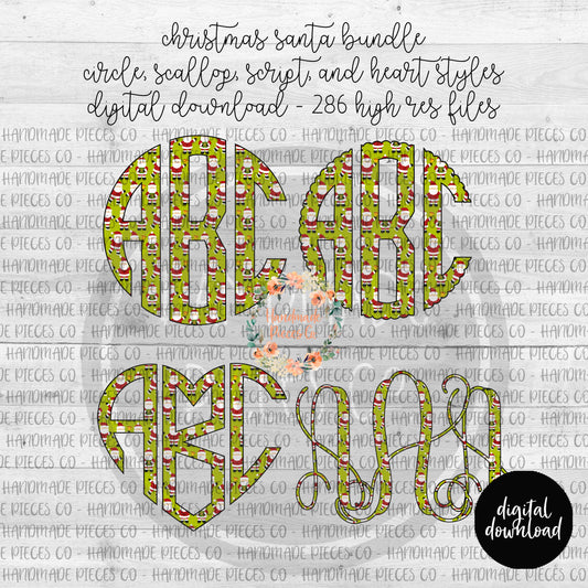 Christmas Santa Monogram - Multiple Styles - Digital Download