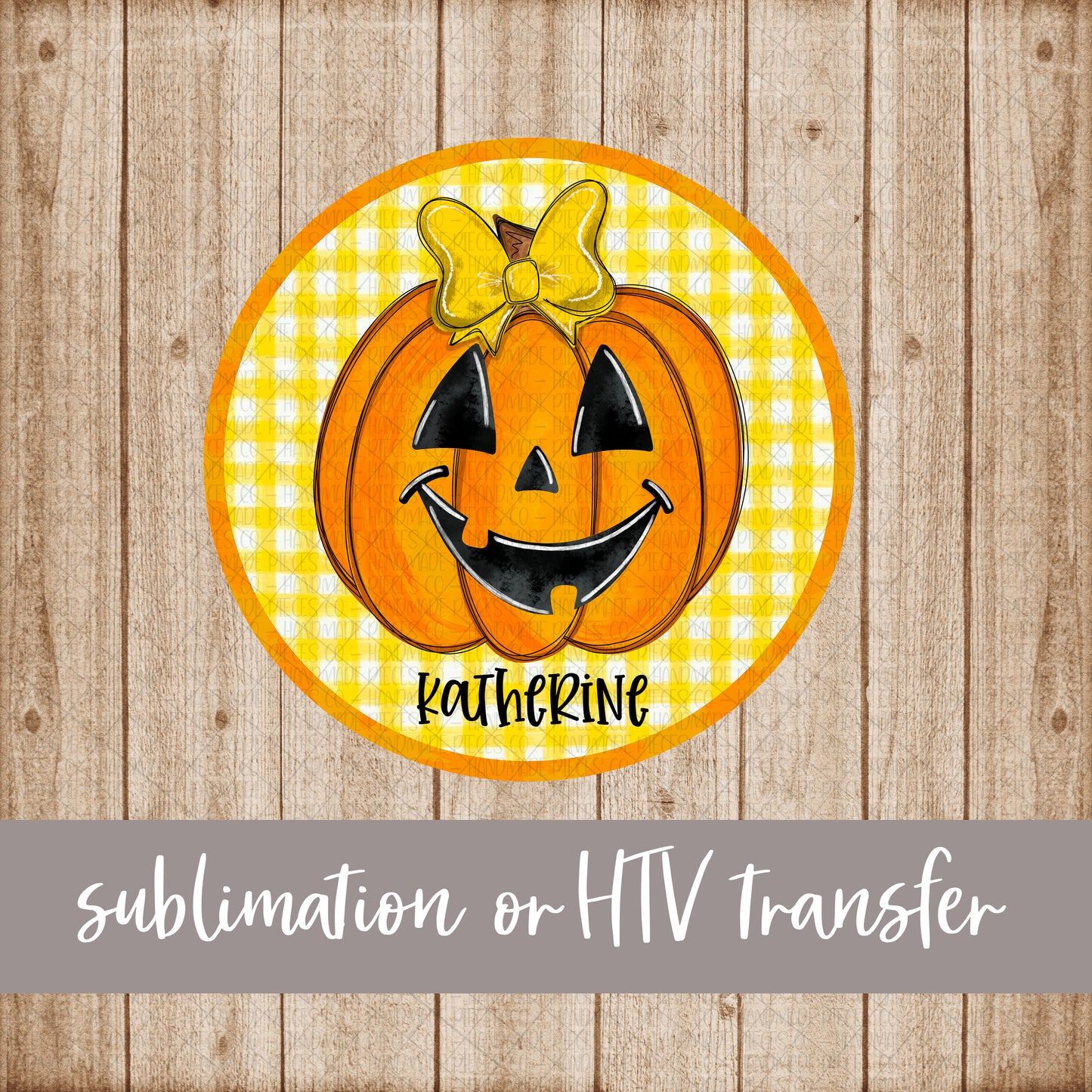 Pumpkin Applique, Circle - Name Optional - Sublimation or HTV Transfer