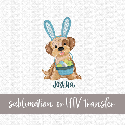 Puppy, Easter, Boy - Name Optional - Sublimation or HTV Transfer