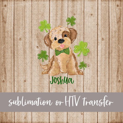 Puppy, St. Patrick's, Boy - Name Optional - Sublimation or HTV Transfer
