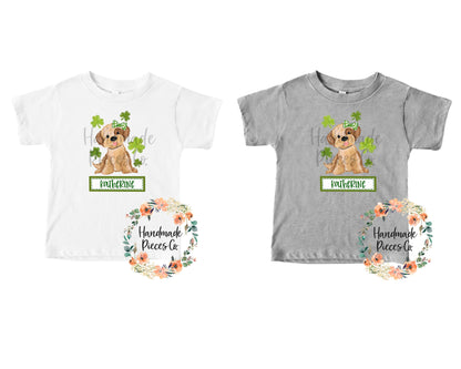 Puppy, St. Patrick's, Girl with Name and Frame - Sublimation or HTV Transfer