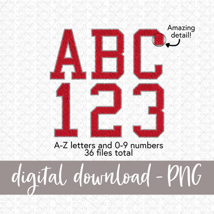 Faux Chenille Letters, Red - Digital Download