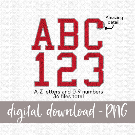 Faux Chenille Letters, Red - Digital Download