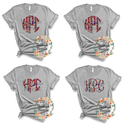 Leopard Monogram, Patriotic Version 1 - Sublimation or HTV Transfer