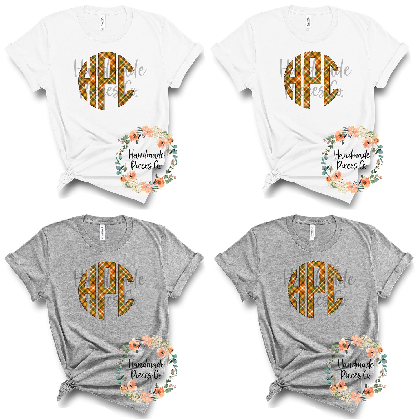 Autumn Plaid Monogram, 4 - Multiple Styles - Digital Download