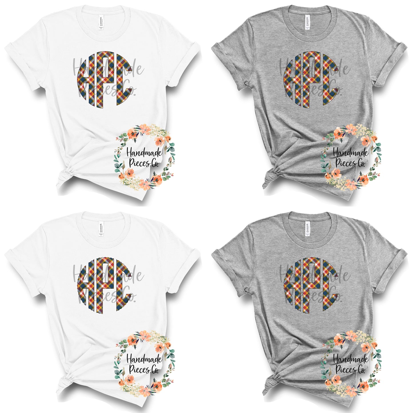 Autumn Plaid Monogram, 5 - Multiple Styles - Digital Download