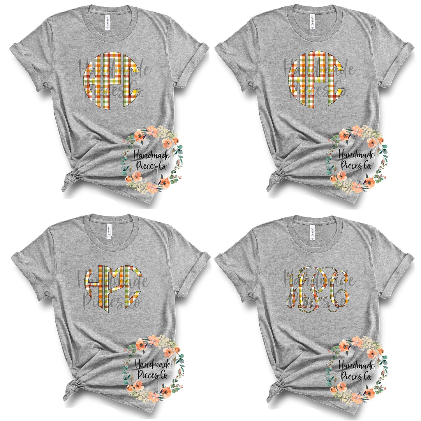 Autumn Plaid Monogram, Bright - Sublimation or HTV Transfer